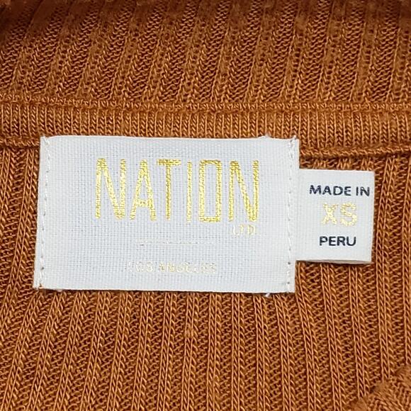 Revolve Nation Ltd Ida Ribbed Mockneck Tee Shirt Butterscotch Yellow XS Basics - Picture 6 of 13